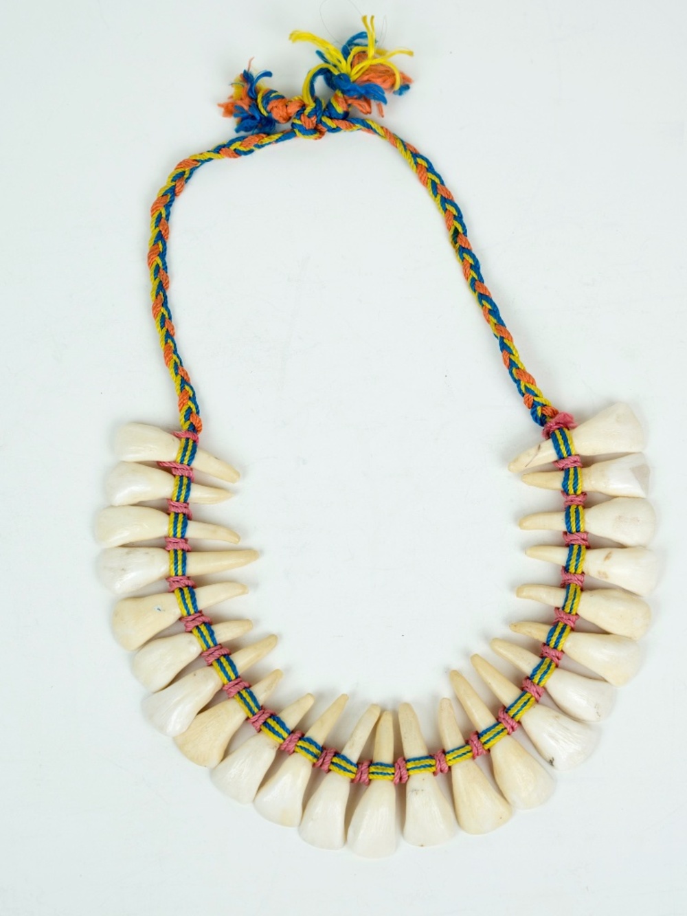 Vintage Native American Tribal Handmade Buffalo Teeth Necklace